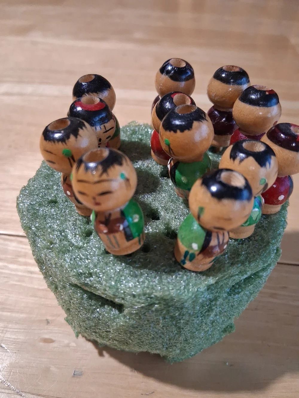 Hand-Painted Wooden Japanese Birthday Cake Candle Holders Set of 12 -